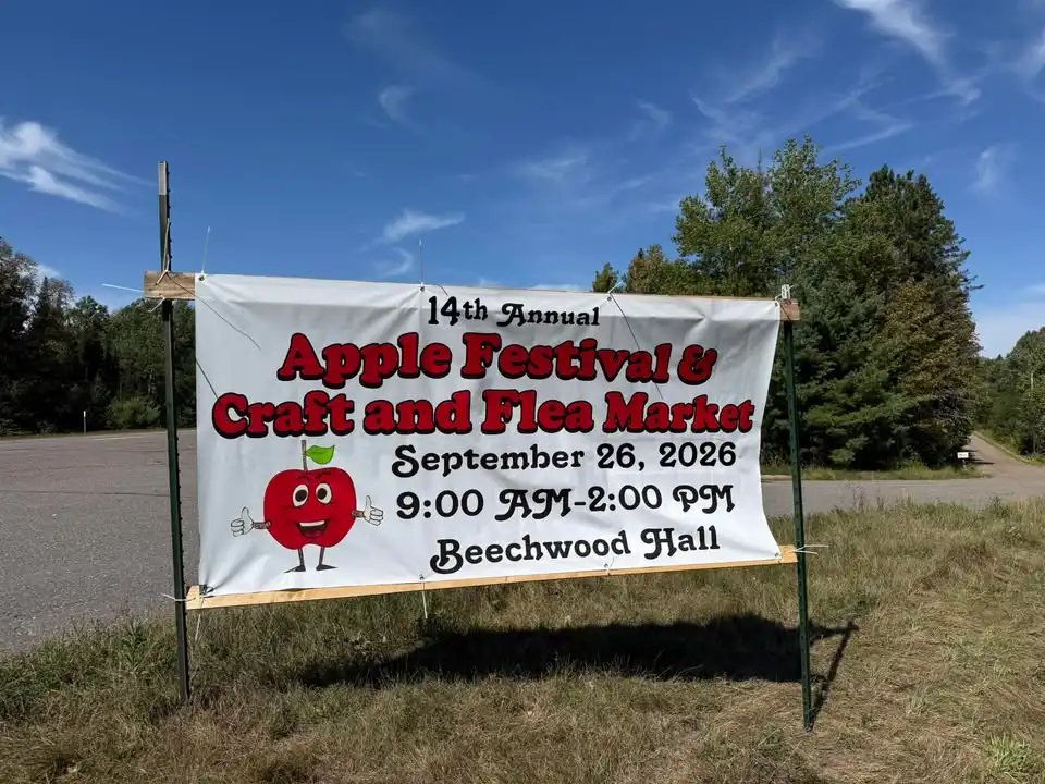 Roadside banner for the Annual Apple Festival and Craft and Flea Market at Beechwood Hall